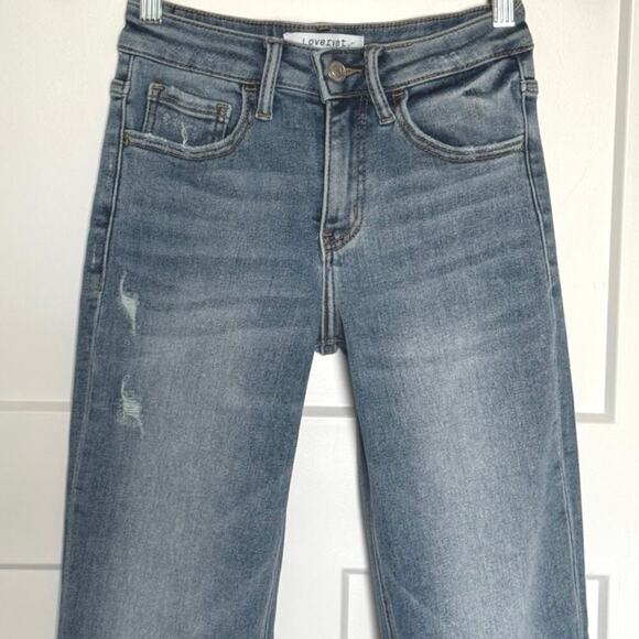 NWOT Lovervet High Rise Medium Wash Distressed Straight Leg Jeans Size 24 - Picture 7 of 12